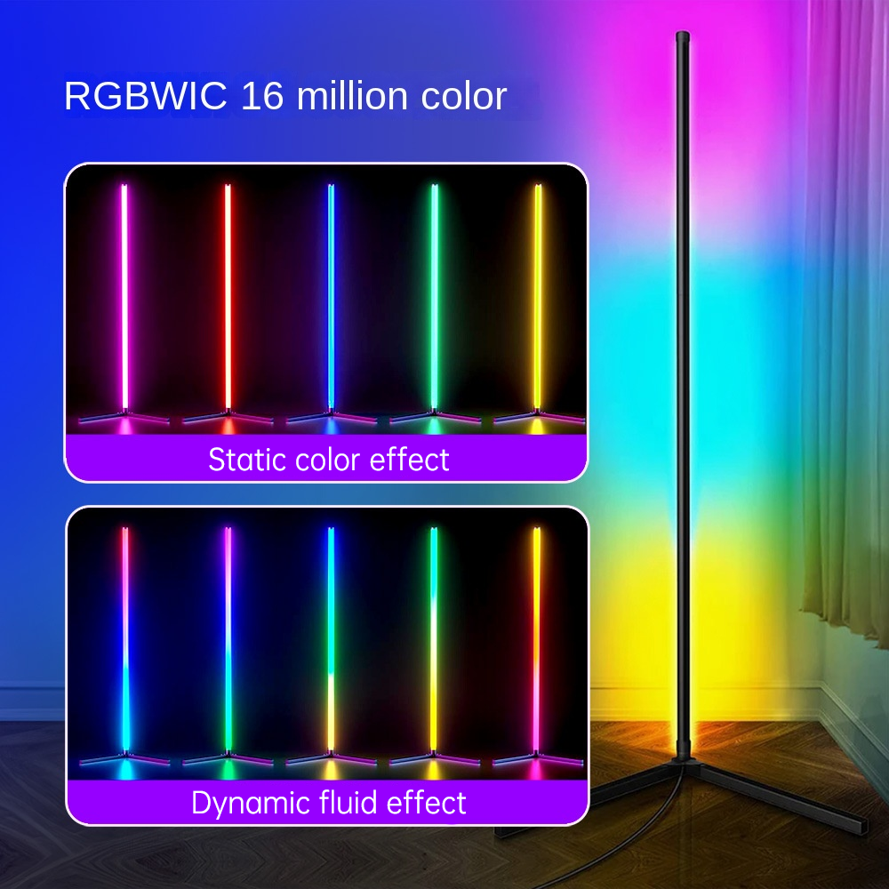 RGBIC Corner Floor Lamp with Bluetooth & Voice Control