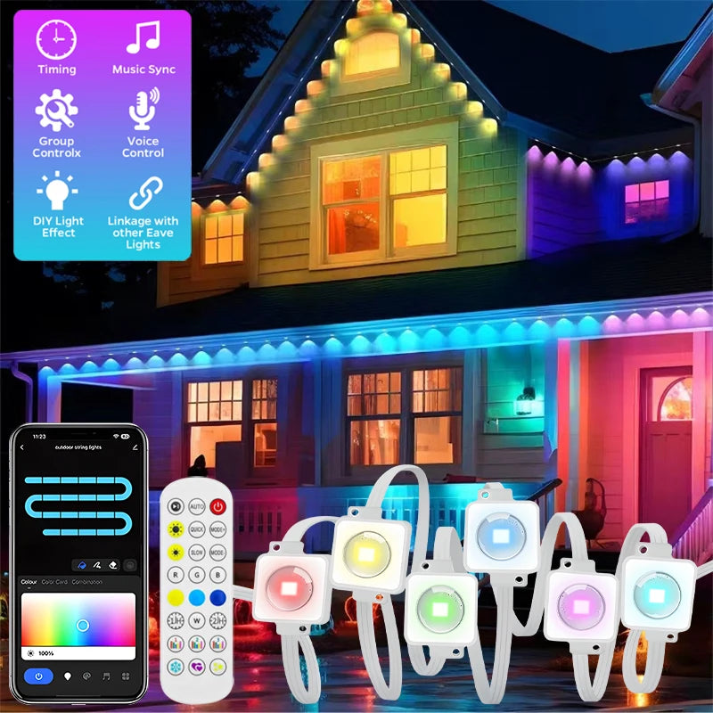 Permanent Outdoor RGB Eave Lights – 50FT or 100FT
