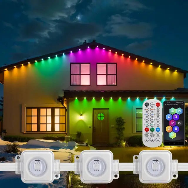 Permanent Outdoor RGB Eave Lights – 50FT or 100FT