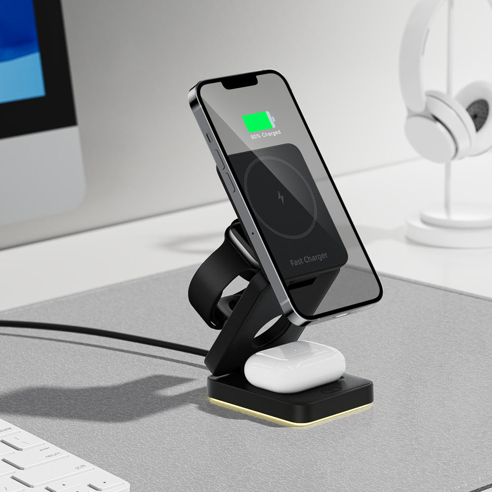 3-in-1 Foldable Magnetic Wireless Charging Stand