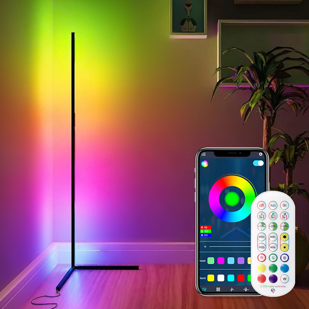 RGBIC Corner Floor Lamp with Bluetooth & Voice Control