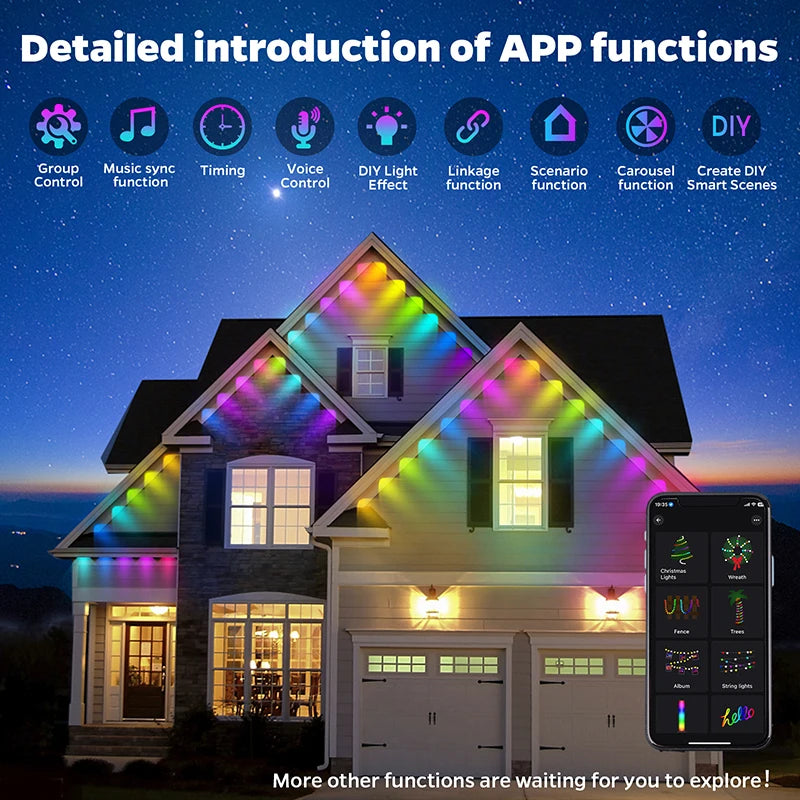 Permanent Outdoor RGB Eave Lights – 50FT or 100FT