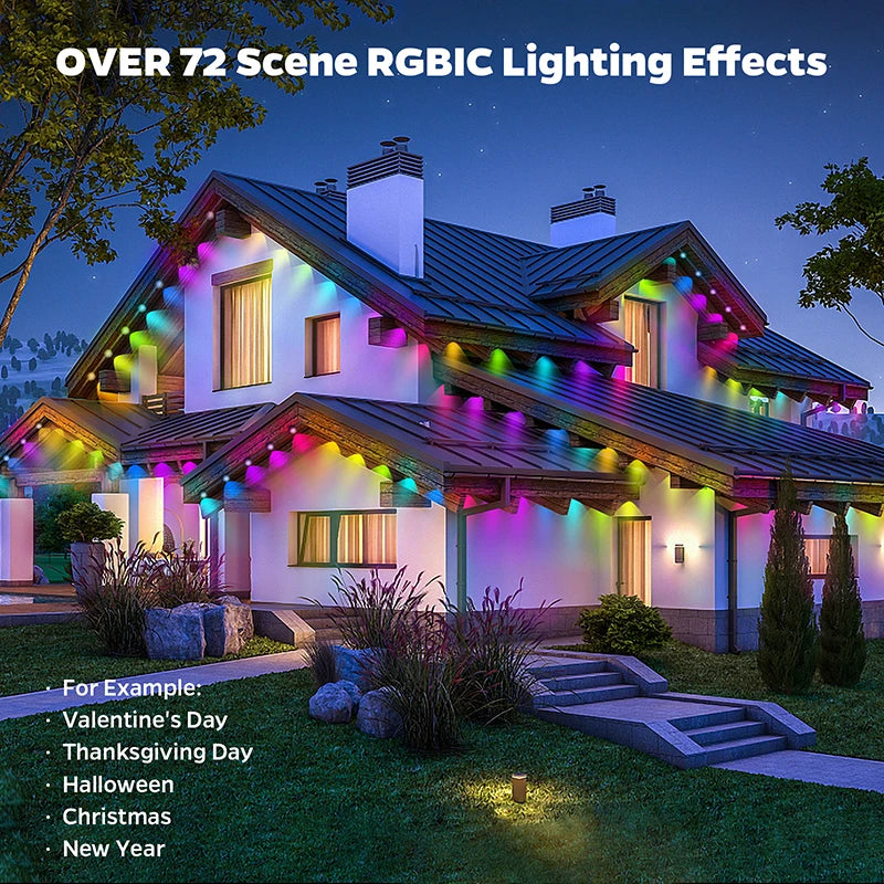 Permanent Outdoor RGB Eave Lights – 50FT or 100FT