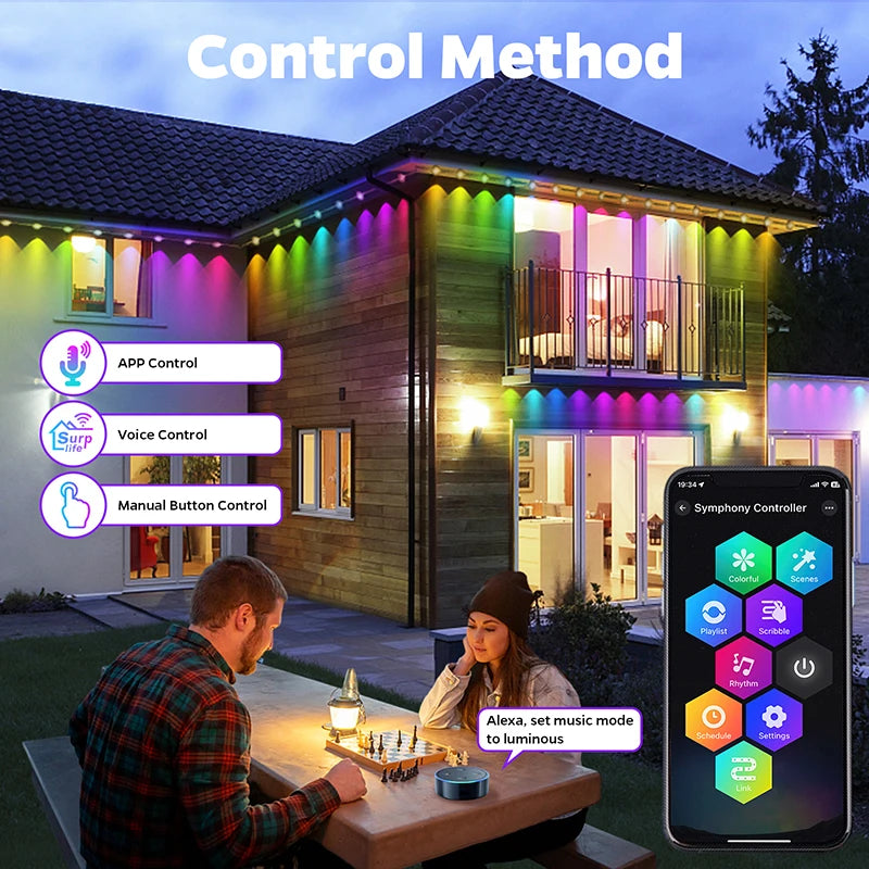 Permanent Outdoor RGB Eave Lights – 50FT or 100FT